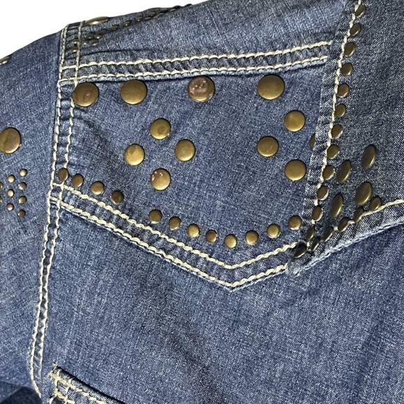 Tasha Polizzi Collection Women’s Studded Long Sleeve Denim Shirt Blue Size Small - Picture 6 of 11